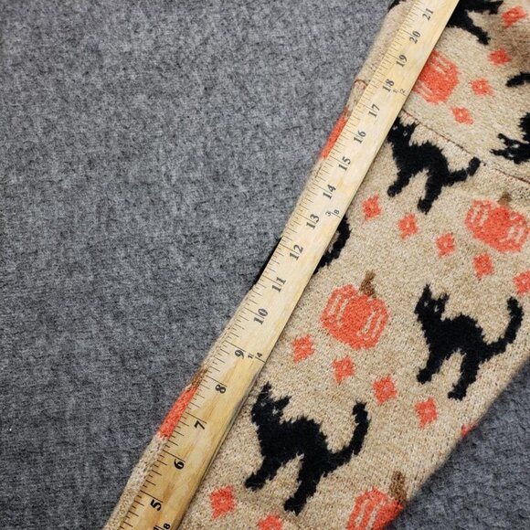 Vince Camuto Black Cat Pumpkin Sweater Tan Women’s Size L Fall Autumn - Picture 6 of 7